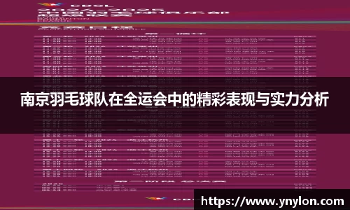 南京羽毛球队在全运会中的精彩表现与实力分析